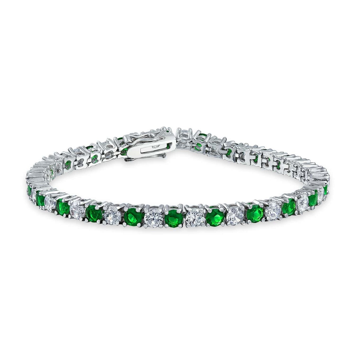 Green Cz Tennis Bracelet – 925 Sterling Silver-0