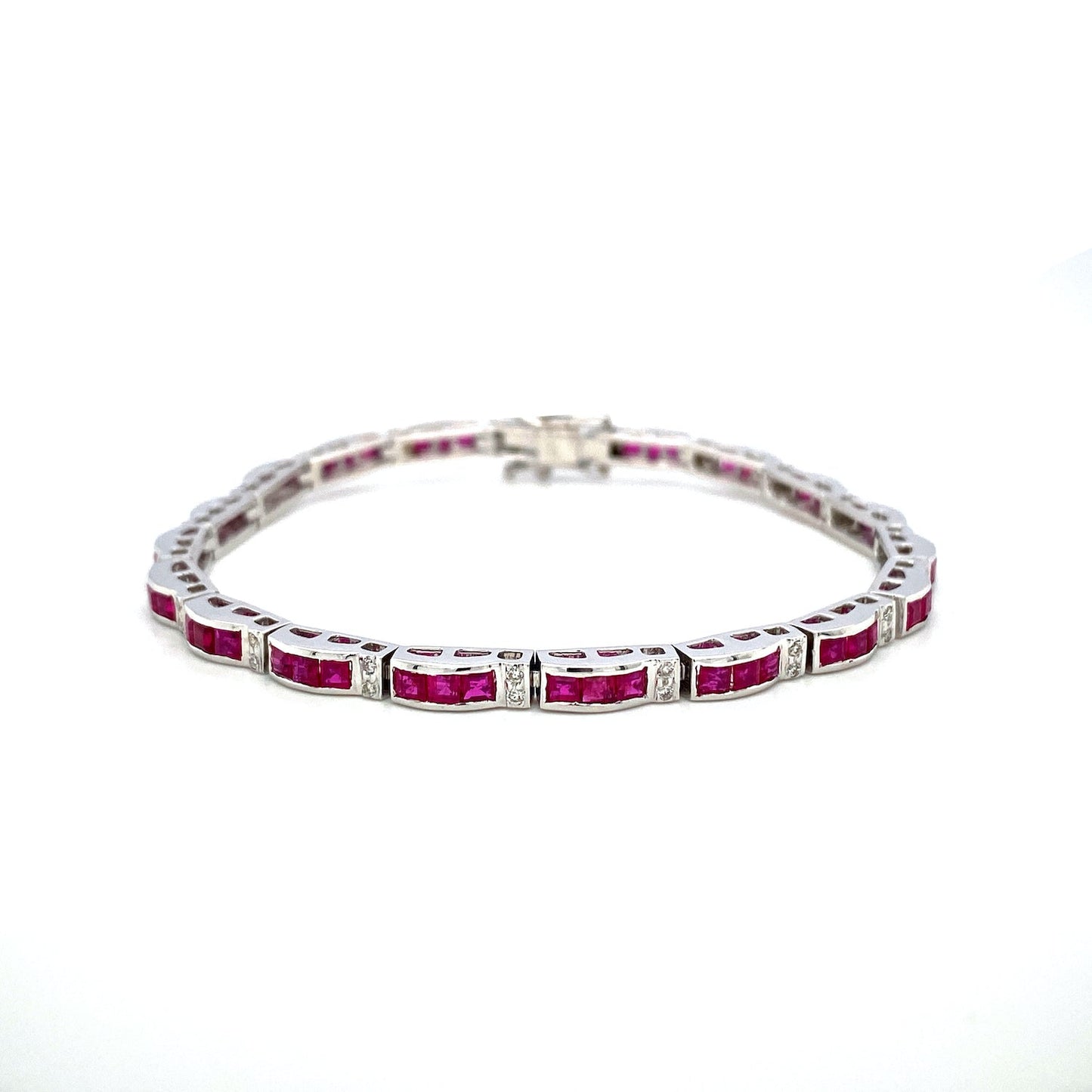 Ruby and Diamond Bracelet in 14K White Gold - KGD 41521-0