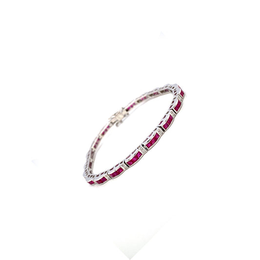 Ruby and Diamond Bracelet in 14K White Gold - KGD 41521-1