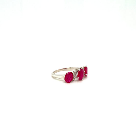 Ruby and Diamond Ring in 18K White Gold - KGR 12486-1
