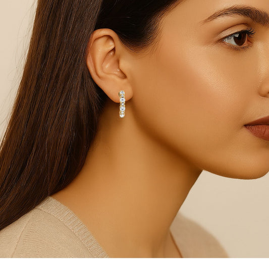 Moissanite Hoop 0.34 Ctw Earrings - 14K Yellow Gold-1