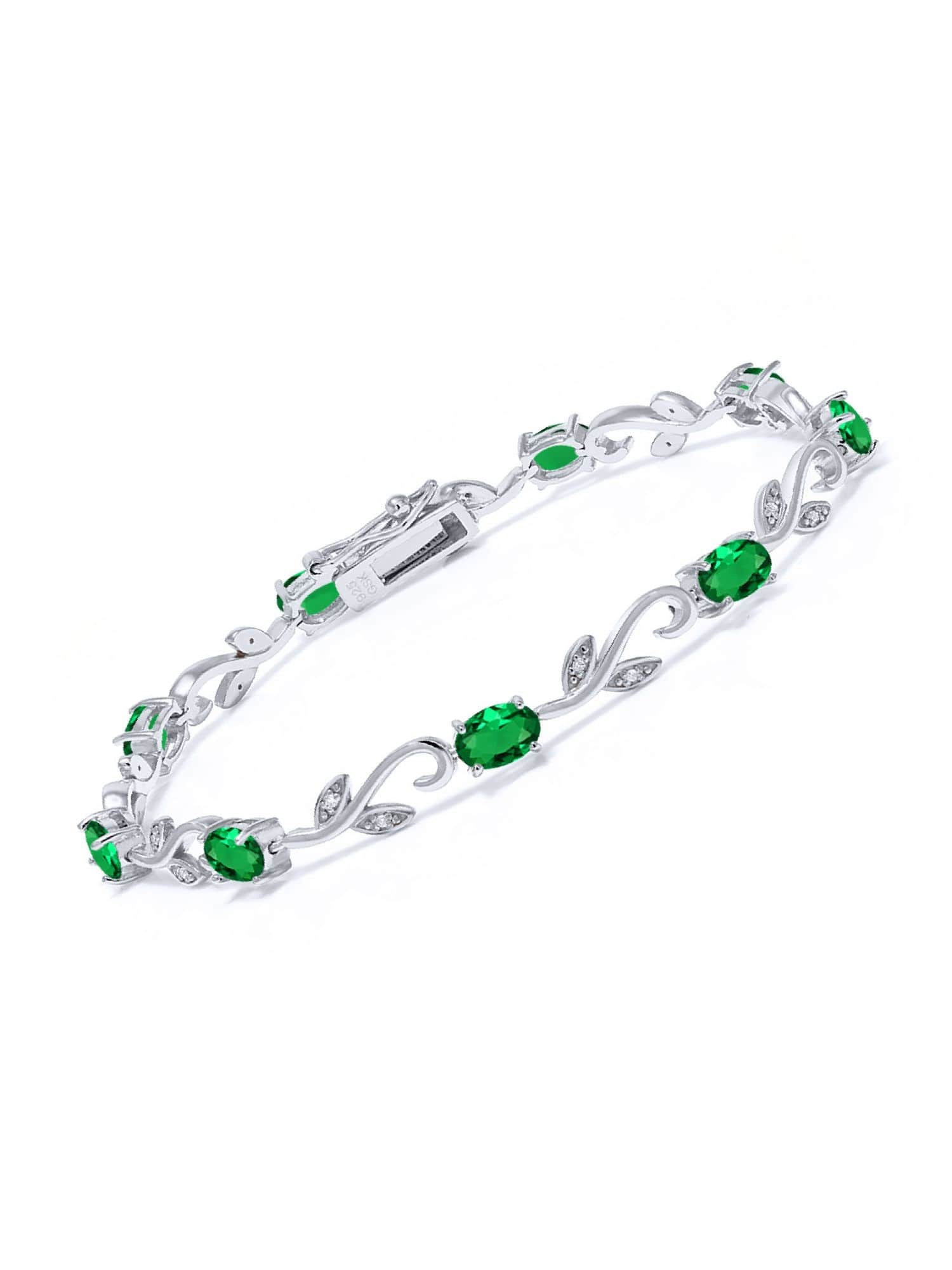 Green Cz Tennis Bracelet – 925 Sterling Silver-0