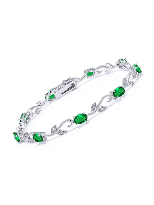 Green Cz Tennis Bracelet – 925 Sterling Silver-0