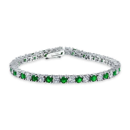 Green Cz Tennis Bracelet – 925 Sterling Silver-0