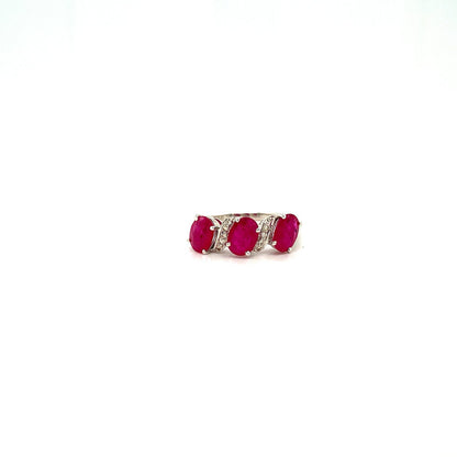 Ruby and Diamond Ring in 18K White Gold - KGR 12486-0