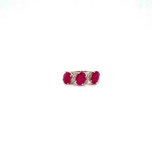 Ruby and Diamond Ring in 18K White Gold - KGR 12486-0