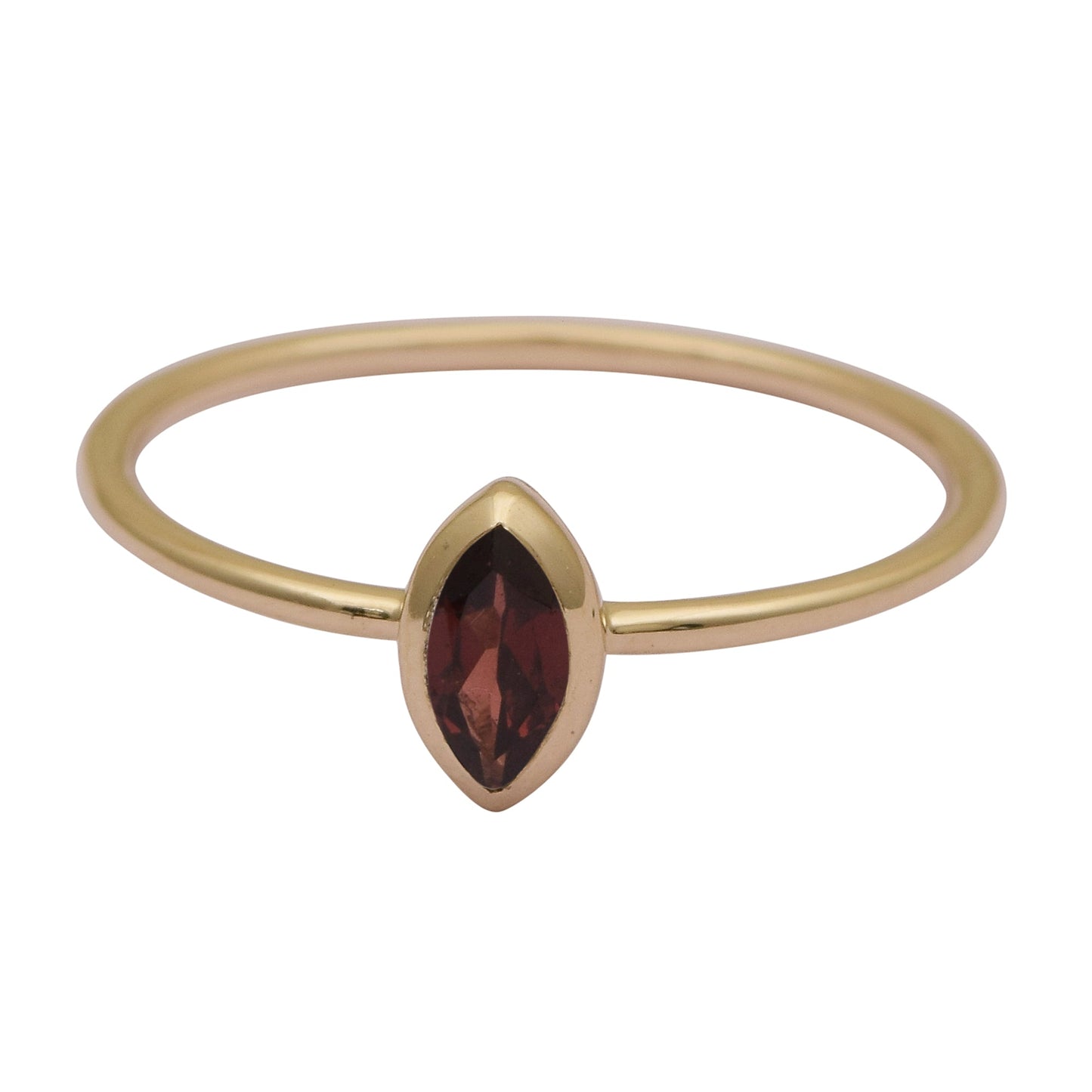 9k Yellow Gold Marquise Red Garnet Ring-2