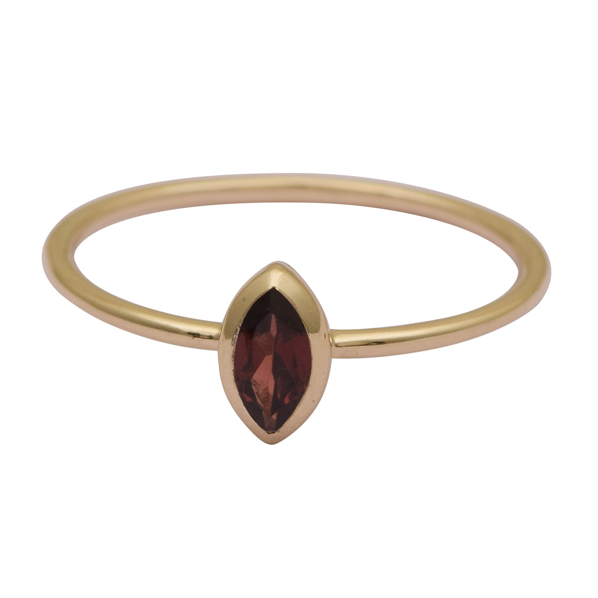 9k Yellow Gold Marquise Red Garnet Ring-2