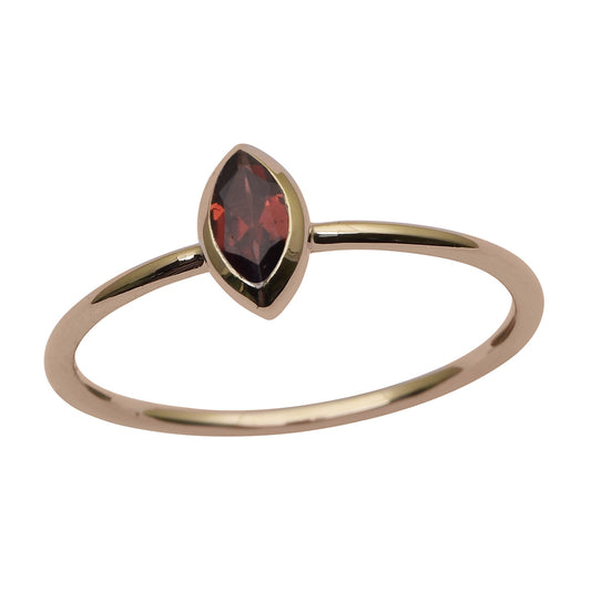 9k Yellow Gold Marquise Red Garnet Ring-0