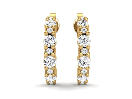 Moissanite Hoop 0.34 Ctw Earrings - 14K Yellow Gold-0