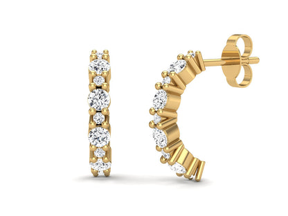 Moissanite Hoop 0.34 Ctw Earrings - 14K Yellow Gold-3